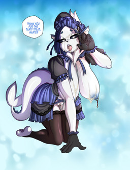 anthro areola big_breasts biped blue_areola blue_nipples bodily_fluids breasts clothed clothing cum cum_on_breasts cum_on_face dialogue female female_anthro genital_fluids genitals hanging_breasts legwear looking_at_viewer nipple_piercing nipples no_underwear piercing pokemorph simple_background solo speech_bubble text thigh_highs vulva white_body lobovalkiria nintendo pokemon eeveelution generation_1_pokemon pokemon_(species) vaporeon absurd_res english_text hi_res