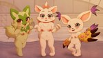 anthro blush breasts female genitals group nipples nude pussy smile standing trio young foogyakumo bandai_namco digimon disney nintendo pokemon the_aristocats marie_(aristocats) digimon_(species) felid feline gatomon generation_9_pokemon mammal pokemon_(species) sprigatito hi_res