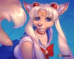 anthro blue_eyes clothed clothing ear_piercing eyebrows eyelashes female piercing screencap_redraw solo monian sailor_moon_(series) sailor_moon_redraw_challenge canid canine fox mammal 2020 5:4 hi_res meme