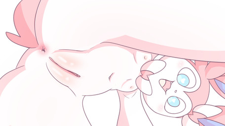 anthro anus blush female fur genitals heart_pupils heart_symbol looking_at_viewer looking_through looking_through_legs looking_through_legs_at_viewer nipples nude selfie simple_background solo tail view_between_legs vulva white_background white_body young young_anthro young_female catedging nintendo pokemon eeveelution generation_6_pokemon mammal pokemon_(species) sylveon digital_media_(artwork)