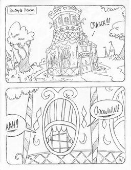 anthro building clothing_store dialogue female horn offscreen_female pain plant scenery shrub speech_bubble store text text_box tree zero_pictured circe_(artist) friendship_is_magic hasbro my_little_pony mythology comic english_text monochrome