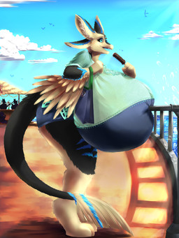 3_fingers 4_ears anthro bag big_breasts biped black_body black_ears black_feathers black_sclera black_tail blue_body blue_bottomwear blue_clothing blue_eyes blue_feathers blue_shirt blue_shorts blue_sky blue_topwear bottomwear breasts candy chocolate clothed clothed_anthro clothed_female clothing cloud dessert digitigrade feathered_wings feathers feet female female_anthro fingers food fully_clothed fully_clothed_anthro fully_clothed_female green_clothing green_shirt green_topwear group happy holding_bag holding_food holding_object huge_breasts hyper hyper_breasts inner_ear_fluff multi_ear open_mouth popsicle railing sea shirt shorts sky smile solo_focus standing tail tail_tuft tan_body tan_ears tan_feathers tan_feet tan_fingers tan_hands tan_inner_ear tan_tail_tuft tan_toes tan_wings topwear trio tuft water white_inner_ear_fluff winged_arms wings sleitwhite eilanii_(kiglirs) lumaria_(solarii) nakaya_avarlina avali avian solarii 3:4 absurd_res hi_res female_(lore)