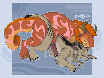 anal bodily_fluids duo erection feral genital_fluids male male/male penetration precum sex tongue tongue_out feher mythology dragon felkin hybrid mythological_creature mythological_scalie scalie