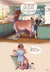 anthro apron apron_only big_breasts big_teats breasts cleavage clothed clothed_anthro clothed_male clothing duo female fully_clothed fully_clothed_anthro fully_clothed_male hair hooves huge_breasts huge_teats huge_udders male male/female paws red_hair side_boob sitting_on_another skimpy teat_squish teats text udders oddthesungod daisy_(zwerewolf) zal_(zwerewolf) bovid bovid_taur bovine bovine_taur canid canine canis mammal mammal_taur taur wolf english_text hi_res