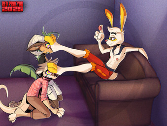 anthro anthro_on_anthro brown_body brown_fur clothed clothing dipstick_ears dominant dominant_male ear_markings feet foot_fetish foot_on_face fur furniture grass_hair group horn hypnosis hypnotic_eyes kneeling leaf leaf_tail looking_at_foot male male/male markings mind_control multicolored_ears nipples open_mouth pawpads plant ringed_eyes sofa submissive submissive_male tail tan_body tan_fur topless trio white_body white_fur redprocyon nintendo pokemon kalei_(hydro19) liam_(zentawinds) elemental_creature flora_fauna generation_8_pokemon hybrid kobold mammal mustelid otter pokemon_(species) scalie scorbunny hi_res