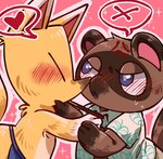 angry anthro blue_eyes blush duo embarrassed food heart_reaction heart_symbol male male/male pocky_game pocky_in_mouth shandrawaka animal_crossing nintendo pocky pocky_and_pretz_day crazy_redd tom_nook_(animal_crossing) canid canine fox mammal raccoon_dog tanuki hi_res pictographics