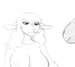 anthro bdsm big_breasts bill_(hladilnik) black_and_white blindfold bondage bound bovid breasts caprine chair domestic_sheep duo equid equine female furniture hi_res hladilnik jane_doe_(hladilnik) male mammal monochrome nipples nude sheep solo_focus submissive submissive_male text zebra