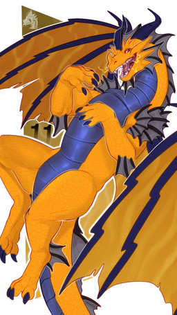 2_horns ambiguous_gender back_wings black_body black_claws black_countershading black_horn brown_eyes claws countershading electricity feral finger_claws frill_(anatomy) horn membrane_(anatomy) membranous_wings open_mouth outline scales solo tail teeth toe_claws tongue ventral_scales white_outline wings yellow_body yellow_scales zyria activision mythology spyro_the_dragon the_legend_of_spyro volteer dragon mythological_creature mythological_scalie scalie 9:16 hi_res shaded male_(lore)