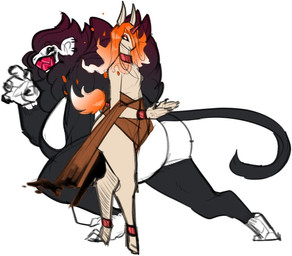 anthro big_breasts big_butt bottomwear breasts butt clothing digitigrade duo female horn huge_breasts huge_butt loincloth male nude thick_thighs dongwongtang mythology okiora equid equine haplorhine mammal monkey mythological_creature mythological_equine primate unicorn