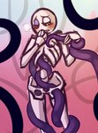 blush bone heterochromia nude pink_eyes purple_tentacles skeleton tentacles yellow_eyes sutamasque puyo_puyo sega oshare_bones animated_skeleton undead hi_res