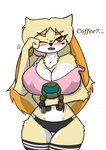 anthro big_breasts blush breasts cleavage clothed clothing female huge_breasts legwear off_shoulder panties small_waist solo thick_thighs thigh_gap thigh_highs underwear wasp_waist wide_hips pace-maker animal_crossing doom_(series) id_software microsoft nintendo doom_slayer isabelle_(animal_crossing) canid canine canis domestic_dog mammal