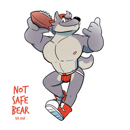 anthro backwards_baseball_cap backwards_hat ball barazoku baseball_cap biped clothing footwear gridiron_ball hat headgear headwear jock jockstrap male muscular muscular_anthro muscular_male nipples pecs shoes simple_background solo text underwear white_background notsafebear mythology canid canine canis mammal mythological_canine mythological_creature werecanid werecanine werecreature werewolf wolf 1:1 absurd_res english_text hi_res