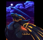 ambiguous_gender black_body black_fur black_sclera detailed_background feathered_wings feathers feral fur moon night outside sky solo star starry_sky wings plaguedogs123 mythology nightstar_(charu) dragon feathered_dragon feathered_scalie furred_dragon furred_scalie mythological_creature mythological_scalie scalie 2022 absurd_res alpha_channel digital_media_(artwork) hi_res