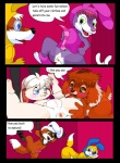 anthro clothing costume dialogue erection fursuit genitals male male/male penis simple_background text arineu_(artist) nelson88 boys_taken arineu_(character) kevin_snowpaw canid canine canis domestic_dog fox lagomorph leporid mammal mouse murid murine rabbit rodent comic english_text