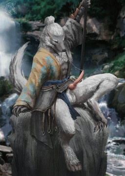 animal_genitalia animal_penis anthro balls bodily_fluids canine_genitalia canine_penis digitigrade erection fur genital_fluids genitals knot knotted_penis male male_anthro pawpads paws penis precum precum_on_penis rock sheath sitting solo white_body white_fur 419667 guangzhi canid canine canis mammal wolf hi_res