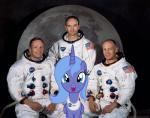2017 badumsquish buzz_aldrin clothing equid equine female first_contact friendship_is_magic group happy hasbro hi_res horn human mammal michael_collins moon my_little_pony mythological_creature mythological_equine mythology nasa neil_armstrong open_mouth photo ponies_in_real_life pose princess_luna_(mlp) sitting smile team_pose text text_on_clothing winged_unicorn wings