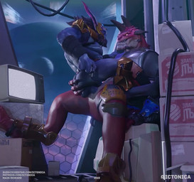 animal_genitalia anthro balls bodily_fluids claws cum cum_in_slit cum_inside cumshot docking duo ejaculation erection genital_fluids genital_slit genitals holding_partner horn humanoid_genitalia humanoid_penis male male/male male_penetrated male_penetrating male_penetrating_male nude penetration penile penis pull_out sex sitting size_difference slit_penetration slit_play ictonica krayn_(genesis) thanatos_(genesis) scalie unknown_species 3d_(artwork) 3d_animation animated digital_media_(artwork) huge_filesize long_playtime webm