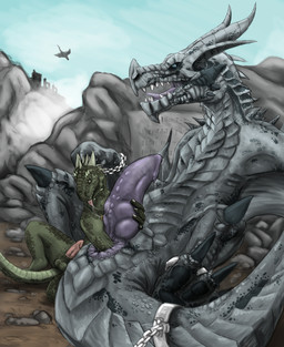 anal anal_fisting anal_penetration animal_genitalia anthro anthro_on_feral anthro_penetrating anthro_penetrating_feral anus balls bdsm bestiality biped blue_eyes bodily_fluids bondage bound butt chain cloaca cloacal_penis cum duo erection feral feral_penetrated fisting genital_fluids genitals horn knot larger_feral larger_male larger_penetrated licking lost_my_keys male male/male male_penetrated male_penetrating male_penetrating_male membrane_(anatomy) membranous_wings musk non-canine_knot non-mammal_balls penetration penis precum saliva sex size_difference smaller_anthro smaller_male tail teeth thick_tail tongue tongue_out vertical_cloaca wings yellow_eyes lizardlars bethesda_game_studios european_mythology microsoft mythology skyrim the_elder_scrolls argonian dragon mythological_creature mythological_scalie scalie western_dragon wyvern absurd_res digital_media_(artwork) hi_res