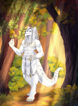 anthro autumn bottomwear claws clothing dreadlocks leaf loincloth male scales solo tail blackrabbitmi mythology deon_(deon_heinrik) bear dragon hybrid mammal mythological_creature mythological_scalie scalie hi_res