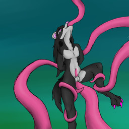 anthro bdsm bodily_fluids bondage bound cum face_tentacles fellatio genital_fluids male oral penile restrained sex solo spitroast tentacle_sex tentacles sliinky_(artist) domestic_ferret mammal mustelid musteline true_musteline weasel 1:1 absurd_res hi_res