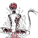 bulge crouching faceless male simple_background solo tail tendrils tentacles white_background maxspite marvel max_(maxspite) spite_(maxspite) human mammal symbiote 1:1 2024 digital_media_(artwork) full-length_portrait hi_res portrait sketch spot_color