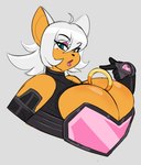 anthro big_breasts blue_eyes breasts brown_body cleavage clothed clothing eyeshadow female huge_breasts lipstick makeup mole_under_eye ring_(sonic) solo jwinkz sega sonic_the_hedgehog_(series) rouge_the_bat bat mammal 2024 sketch