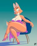 anthro breasts chair clothing dress eyebrow_piercing eyebrows facial_piercing female footwear fur furniture green_eyes high_heels on_chair orange_body orange_fur piercing pink_clothing pink_dress pink_footwear pink_high_heels pink_nose shoes sitting sitting_on_chair solo tail lian_(artist) dreamworks the_bad_guys diane_foxington canid canine fox mammal 2023 absurd_res hi_res