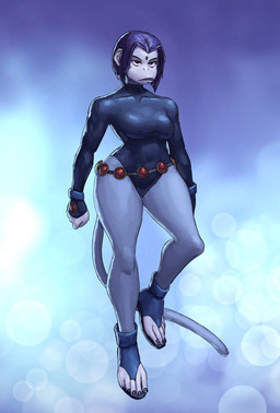 5_fingers 5_toes alternate_species anthro blue_body blue_fur blue_nails bodysuit boots clothed clothing colored_nails feet female fingerless_gloves fingers footwear fur gloves hair handwear head_gem nails purple_eyes purple_hair shoes short_hair skinsuit solo tight_clothing toeless_boots toeless_footwear toes redustheriotact cartoon_network dc_comics teen_titans teen_titans_(television_series) raven_(dc) haplorhine mammal monkey primate 2023 hi_res