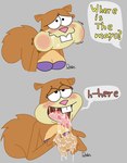 blush bodily_fluids breasts cleavage clothed clothing cum cum_in_mouth cum_inside female genital_fluids swimwear teeth bolillo_werito nickelodeon spongebob_squarepants sandy_cheeks mammal rodent sciurid tree_squirrel absurd_res hi_res