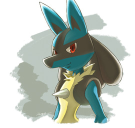 anthro black_body blue_arms blue_ears chest_spike fur grey_background iris multicolored_body pupils red_eyes simple_background smile solo spikes spikes_(anatomy) white_background yellow_body yellow_fur irago nintendo pokemon generation_4_pokemon lucario pokemon_(species) 2022 signature