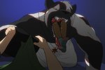 ambiguous_gender ambiguous_prey anthro anthro_pred bed bent_over biceps biped bodily_fluids bottomwear clothed clothing eating fangs fatal_vore feet fingers first_person_view footwear forced front_view fur fur_markings furniture group hair hungry imminent_death imminent_vore inside interspecies jewelry kneeling looking_at_viewer male male_pred markings muscular muscular_anthro muscular_male necklace neutral_expression on_bed one_eye_obstructed open_mouth oral_vore partially_clothed partially_inside pendant plantigrade reaching_towards_viewer saliva saliva_covered sharp_teeth shirt shirt_grab shirtless shorts simple_background size_difference socks soft_vore struggling struggling_prey swallowing teeth toes tongue tongue_out topwear towel towel_wrap trio unwilling_prey vore you're_next that_kei_guy breixo_(that_kei_guy) badger human mammal mustelid musteline 2015 colored digital_media_(artwork) shaded