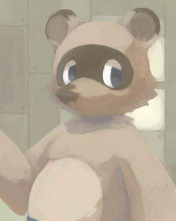 anthro belly brown_body brown_nose inside kemono male overweight overweight_male solo whistleglass animal_crossing nintendo tom_nook_(animal_crossing) canid canine mammal raccoon_dog tanuki 2015