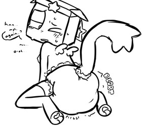 bodily_fluids clothed clothing diaper diaper_fetish diaper_only feces genital_fluids male pooping soiled_diaper soiling soiling_diaper topless unclean_diaper urine used_diaper using_diaper wearing_diaper wet_diaper wetting wetting_diaper ticklesyourfeet blushcrunch_studio dandy's_world boxten_(dandy's_world) hi_res monochrome