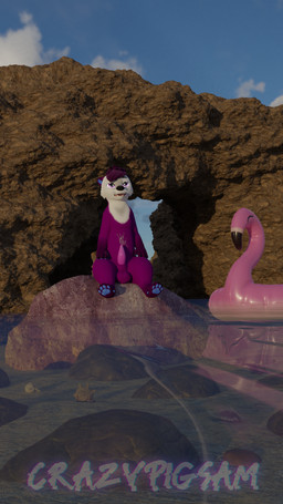 anthro blue_beans blue_sky bodily_fluids claws cloud cum cum_on_belly cum_on_body cum_on_tip genital_fluids hair inflatable male on_rock otter_penis pool_toy purple_body purple_eyes purple_hair rock sea seashell shell sitting sitting_on_rock sky solo stone_wall wall_(structure) water whiskers crazypigsam blender_cycles avian bird flamingo mammal mustelid otter sea_otter 3d_(artwork) 9:16 digital_media_(artwork) hi_res