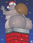 4_fingers anthro big_breasts big_butt blush breasts butt cellulite chimney christmas_clothing christmas_headwear clothing female fingers hat hat_only headgear headgear_only headwear headwear_only holidays in_chimney looking_back mostly_nude nipples nude obese obese_anthro obese_female open_mouth overweight overweight_anthro overweight_female raised_tail rear_view sack santa_hat side_boob snow snowing solo stuck stuck_in_chimney tail teeth 50percentgrey christmas dreamworks madagascar_(series) gloria_the_hippopotamus common_hippopotamus hippopotamid mammal 2023 hi_res signature