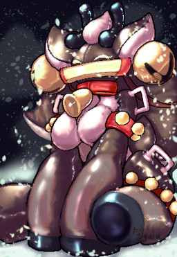 bell bell_harness big_ears big_tail breasts brown_body collar female glowing glowing_eyes grin gynomorph handle harness hooves inflatable intersex jingle_bell jingle_bell_harness latex permanent_smile reindeer_costume side_view smile smirk snow solo squinted_eyes tail falgaia faux_(falgaia) animal_humanoid animate_inanimate cervine cervine_humanoid deer deer_humanoid humanoid latex_creature living_inflatable mammal mammal_humanoid new_world_deer new_world_deer_humanoid reindeer reindeer_humanoid 2025 digital_media_(artwork) hi_res