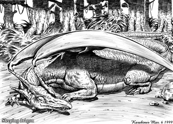 1999 big_tail claws dragon english_text forest greyscale horn karabiner long_neck monochrome scales scalie shaded sleeping solo text tree western_dragon wings

Rating: Safe
Score: 8
User: the_vole
Date: January 11, 2016