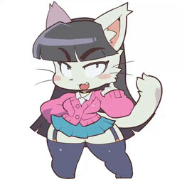 absolute_territory animated_gif anthro black_hair blush blush_stickers bottomwear breasts chibi clothed clothing cute_fangs ear_tuft ear_twitch fangs female fully_clothed fur garter_straps hair heart_symbol inner_ear_fluff kemono legwear long_hair long_sleeves miniskirt simple_background skirt solo stockings teeth thick_thighs tuft whiskers white_background white_body white_fur wide_hips sanjiro jyuri_(ziroro326) domestic_cat felid feline felis mammal 1:1 2020 2d_animation animated digital_media_(artwork) short_playtime