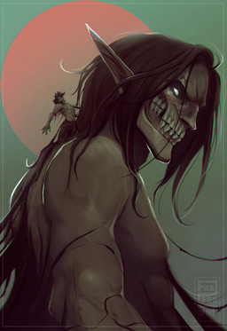 bottomwear brown_hair clothed clothing exposed_teeth glowing glowing_eyes grey_eyes hair humanoid_pointy_ears long_hair macro male pale_skin pants pointy_ears solo split_form topless fragrantplague attack_on_titan eren_jaeger humanoid monster titan_(attack_on_titan) 2022 hi_res