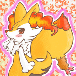 ambiguous_anthro ambiguous_gender anthro biped blush dipstick_tail food looking_at_viewer markings nude_ambiguous nude_anthro object_in_tail outline paper paper_in_mouth shrimp_(food) side_view snout solo tail tail_markings annyui0611 nintendo pokemon braixen canid generation_6_pokemon mammal pokemon_(species) 1:1 2021 digital_drawing_(artwork) digital_media_(artwork) half-length_portrait hi_res japanese_description portrait translated_description