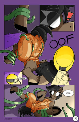 animal_genitalia animal_vulva anus anus_outline armor camel_toe chest_tuft clothing comic_panel dialogue equine_anus equine_genitalia equine_vulva exclamation_point eye_through_hair eyebrow_through_hair eyebrows eyelashes eyelashes_through_hair faceplant female feral genital_outline genitals hair hard_hat headgear helmet hooves inner_ear_fluff lying on_back onomatopoeia oof ouch outline page_number quadruped restrained solo sound_effects speech_bubble spread_legs spreading surprised tentacles text translucent translucent_hair tuft underhoof unguligrade vulva vulva_outline white_outline scrwdrvr hasbro my_little_pony fan_character earth_pony equid equine horse mammal pony absurd_res comic english_text hi_res signature
