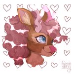 anthro antlers female fur hair horn pink_hair simple_background smile solo meonshty lexi_cerv cervine deer mammal 1:1 digital_media_(artwork)