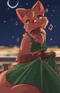 anthro blep breasts cheek_tuft clothed clothed_anthro clothed_female clothing dress facial_tuft female fully_clothed fully_clothed_anthro fully_clothed_female fur gloves_(marking) green_clothing green_dress green_eyes head_tuft looking_at_viewer markings solo tongue tongue_out tuft conditional_dnp tohupo canid canine fox mammal 2025 digital_drawing_(artwork) digital_media_(artwork) hi_res
