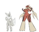 abs anterior_nasal_aperture anthro black_nose breasts duo eyebrows featureless_breasts featureless_crotch female fist fluffy fluffy_tail fur grey_body hair hand_on_hip male mouth_closed nude paws red_body simple_background standing tail white_background white_sclera latiar nintendo pokemon phyra_(latiar) blaziken eevee generation_1_pokemon generation_3_pokemon pokemon_(species) 2019 digital_media_(artwork)