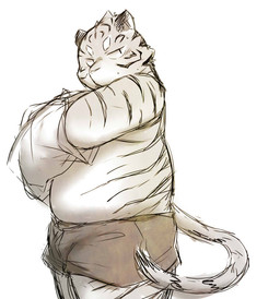 anthro belly clothing kemono male shirt simple_background slightly_chubby solo topwear underwear undressing white_background chiro_(artist) felid mammal pantherine tiger 2015