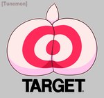 ambiguous_gender anthro big_butt bullseye butt butt_focus huge_butt markings mascot solo text white_body tunemon target_corporation bullseye_(target) bull_terrier canid canine canis domestic_dog hunting_dog mammal terrier english_text hi_res