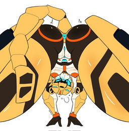 all_fours anus big_breasts black_body blush breasts female genitals machine mecha mouthless multicolored_body nipples orange_body segmented_tail simple_background solo tail thick_thighs visor_eyes vulva white_background white_body yellow_body freakyto paito metal_cardbot tachy_(metal_cardbot) cheetah felid feline humanoid mammal robot robot_humanoid 2026 digital_drawing_(artwork) digital_media_(artwork) hi_res