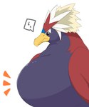 2019 accipitrid accipitriform ambiguous_gender avian beak belly big_belly bird braviary cere_(anatomy) chubby_cheeks digital_media_(artwork) eagle emanata feathered_wings feathers feral frown generation_5_pokemon grey_body grey_eyes grey_feathers hi_res inahon485 multicolored_body multicolored_feathers nintendo obese obese_ambiguous obese_feral overweight overweight_ambiguous overweight_feral pictographics pokemon pokemon_(species) red_body red_feathers shaded side_view simple_background solo speech_bubble tan_body tan_feathers white_background white_body white_feathers wings yellow_beak