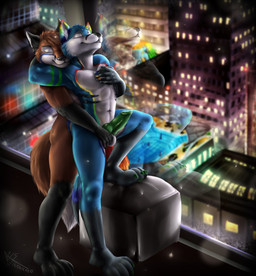 5_fingers all_fours biped countershade_border cuddling doggystyle duo eyes_closed fingers from_behind_position genitals knot male male/male nude penis sex zouletsentiment luskfoxx canid canine fox mammal red_fox true_fox 2020 dated hi_res