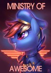 2019 absurd_res alternate_version_at_source blue_body blue_fur clothed clothed_feral clothing english_text equid equine fallout_equestria female feral friendship_is_magic fur hasbro hat headgear headwear hi_res horse jedayskayvoker mammal mane multicolored_mane my_little_pony pony poster poster_template rainbow_dash_(mlp) rainbow_mane side_view signature solo text